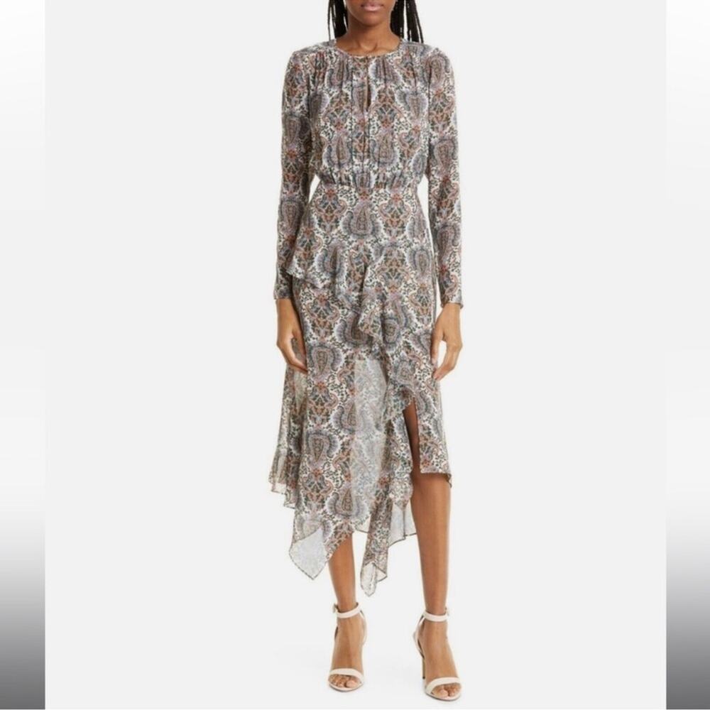 Veronica Beard Sazan Paisley Handkerchief Silk Dress